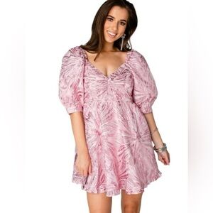 Pink buddy love dress- Colby puff sleeve dress